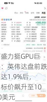 高盛力挺GPU巨头：英伟达盘前跌幅达1.9%后，目标价飙升至1000美元