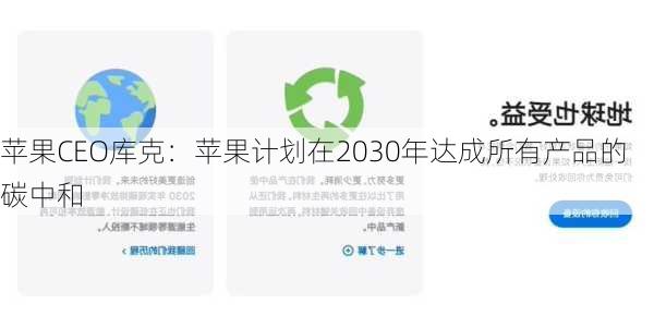 苹果CEO库克：苹果计划在2030年达成所有产品的碳中和