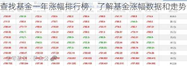 查找基金一年涨幅排行榜，了解基金涨幅数据和走势