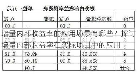 增量内部收益率的应用场景有哪些？探讨增量内部收益率在实际项目中的应用