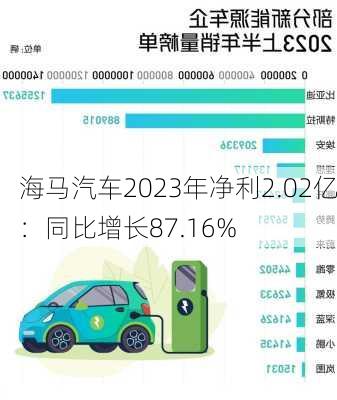 海马汽车2023年净利2.02亿：同比增长87.16%