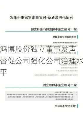 鸿博股份独立董事发声 督促公司强化公司治理水平