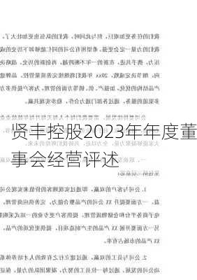 贤丰控股2023年年度董事会经营评述