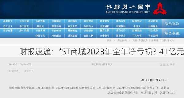 财报速递：*ST商城2023年全年净亏损3.41亿元