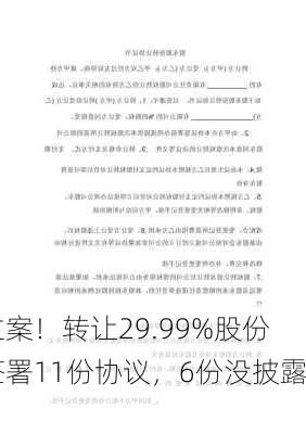 立案！转让29.99%股份签署11份协议，6份没披露！