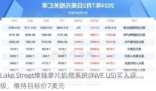 Lake Street维持单片机微系统(INVE.US)买入评级，维持目标价7美元