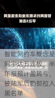 智能网约车概念星网宇达五连板，半年报预计盈转亏，被陆军后勤部拉入黑名单