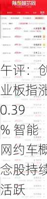 午评：创业板指涨0.39% 智能网约车概念股持续活跃