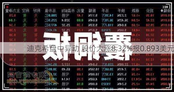 迪克希盘中异动 股价大涨8.32%报0.893美元