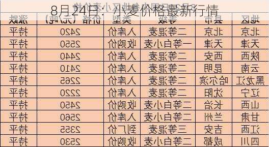 8月24日：小麦价格最新行情