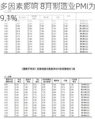 多因素影响 8月制造业PMI为49.1%