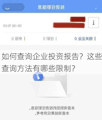 如何查询企业投资报告？这些查询方法有哪些限制？