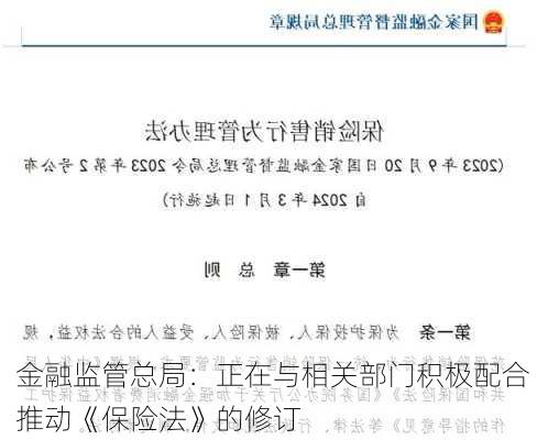 金融监管总局：正在与相关部门积极配合 推动《保险法》的修订