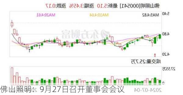 佛山照明：9月27日召开董事会会议