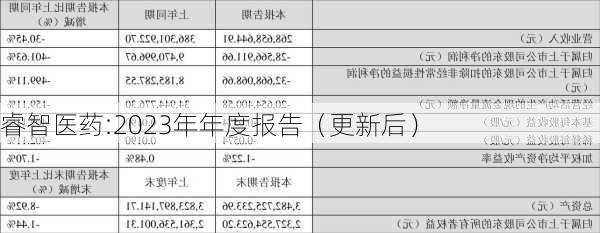 睿智医药:2023年年度报告（更新后）