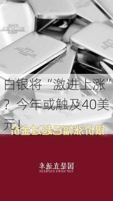 白银将“激进上涨”？今年或触及40美元！