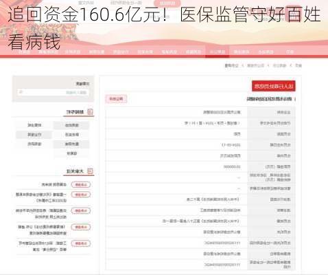 追回资金160.6亿元！医保监管守好百姓看病钱