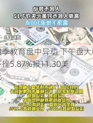 四季教育盘中异动 下午盘大幅下挫5.87%报11.30美元