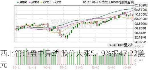 西北管道盘中异动 股价大涨5.19%报47.22美元