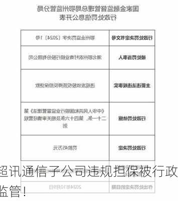 超讯通信子公司违规担保被行政监管！