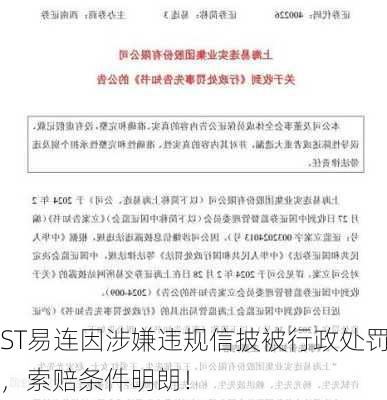 ST易连因涉嫌违规信披被行政处罚，索赔条件明朗！