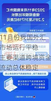 11月份我国外汇市场运行平稳  主要渠道跨境资金流动总体稳定